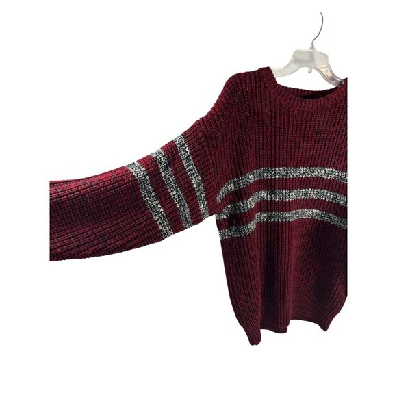 Vintage Knights Of Round Table Acrylic‎ Striped Sweater Bulky Knit Weave Large L - Picture 11 of 16